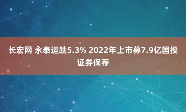 长宏网 永泰运跌5.3% 2022年上市募7.9亿国投证券保荐